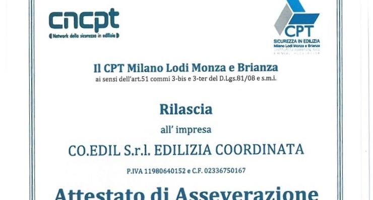 Sicurezza sul lavoro: CO.EDIL S.R.L. EDILIZIA COORDINATA seconda impresa asseverata in Lombardia